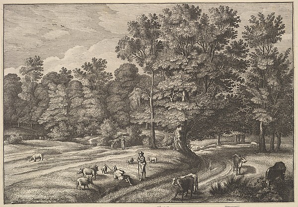 Pigherder and Cowherd Conversing in a Clearing