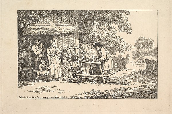 A Travelling Knife-grinder at a Cottage Door