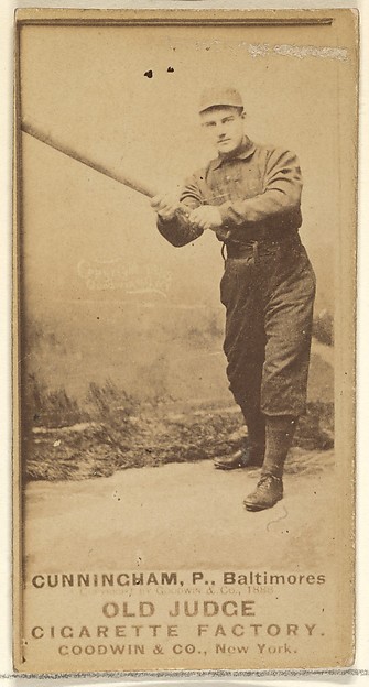 Cunningham, Pitcher, Baltimore Orioles, from the Old Judge series (N172) for Old Judge Cigarettes