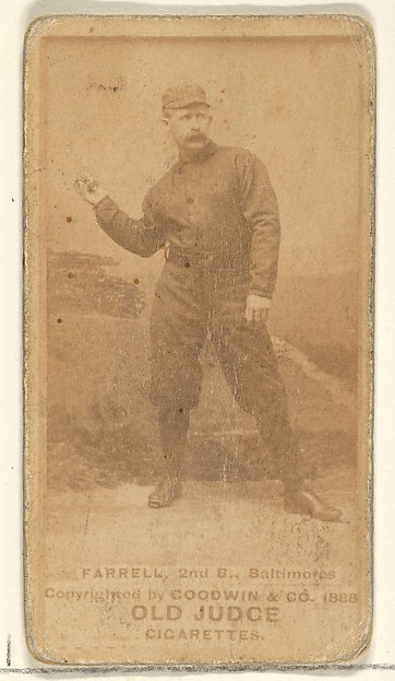 Farrell, 2nd Base, Baltimore Orioles, from the Old Judge series (N172) for Old Judge Cigarettes