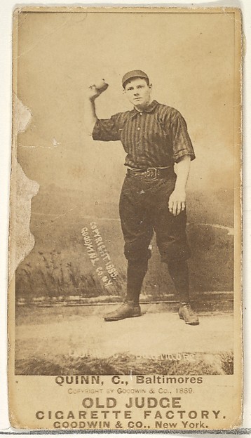 Quinn, Catcher, Baltimore Orioles, from the Old Judge series (N172) for Old Judge Cigarettes by Goodwin & Company, The Metropolitan Museum of Art