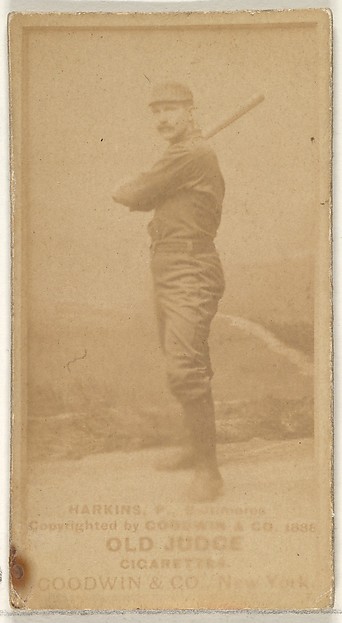 Harkins, Pitcher, Baltimore Orioles, from the Old Judge series (N172) for Old Judge Cigarettes