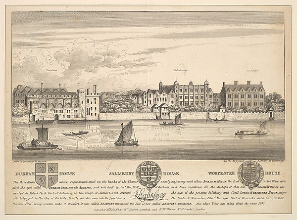 Durham House, Salisbury House and Worcester House on the Thames