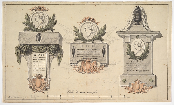 Three Designs for a Funerary Monument or Epitaph