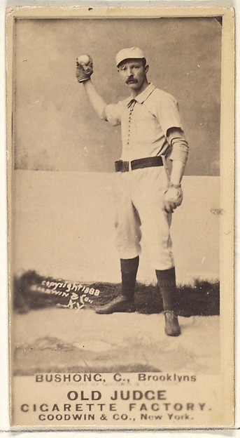 Bushong, Catcher, Brooklyn, from the Old Judge series (N172) for Old Judge Cigarettes by Goodwin & Company, The Metropolitan Museum of Art