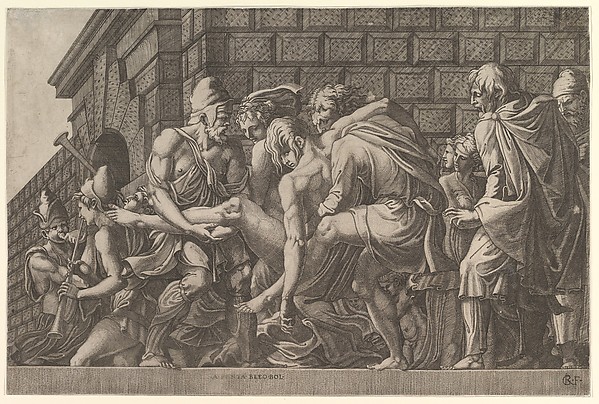The Wounded Paris Carried from the Field of Battle