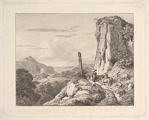 Young Woman with Six Goats