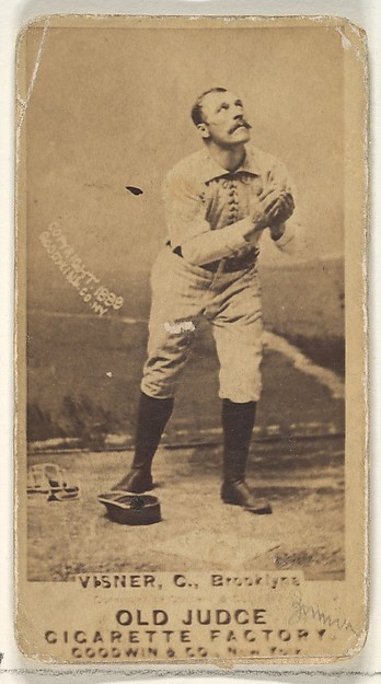 Visner, Catcher, Brooklyn Bridegrooms, from the Old Judge series (N172) for Old Judge Cigarettes