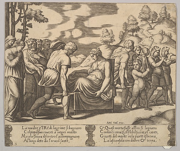 Plate 5: Psyche carried on a litter to a mountain, from "The Fable of Psyche"