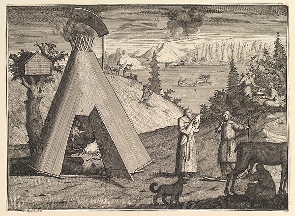 A Lapland Hut (Aubry de La Mottraye's "Travels throughout Europe, Asia and into Part of Africa...,"  London, 1724, vol. II, pl. 38)