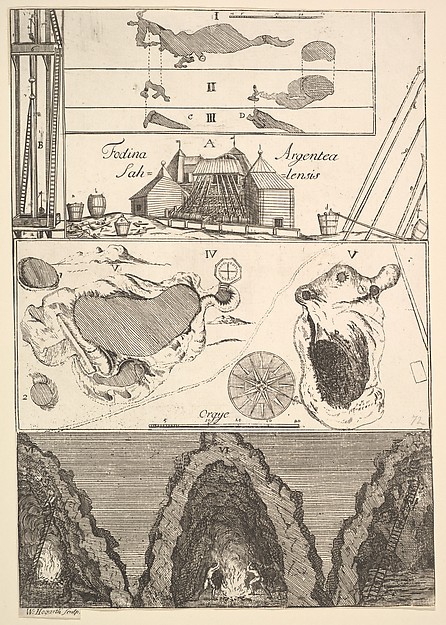 Fodina argentea Sahlensis – A Silver Mine at Sala - I (from Aubry de La Mottraye's "Travels throughout Europe, Asia and into Part of Africa...,"  London, 1724, vol. II, pl. 33, no. 1)