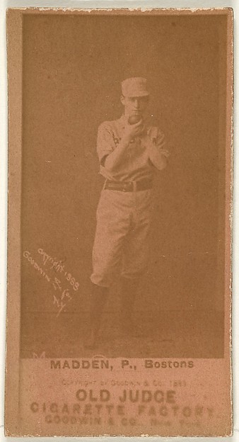 Madden, Pitcher, Boston, from the Old Judge series (N172) for Old Judge Cigarettes