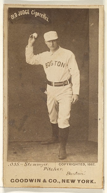 Stemmyer, Pitcher, Boston, from the Old Judge series (N172) for Old Judge Cigarettes