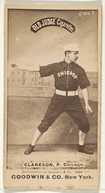 Clarkson, Pitcher, Chicago, from the Old Judge series (N172) for Old Judge Cigarettes