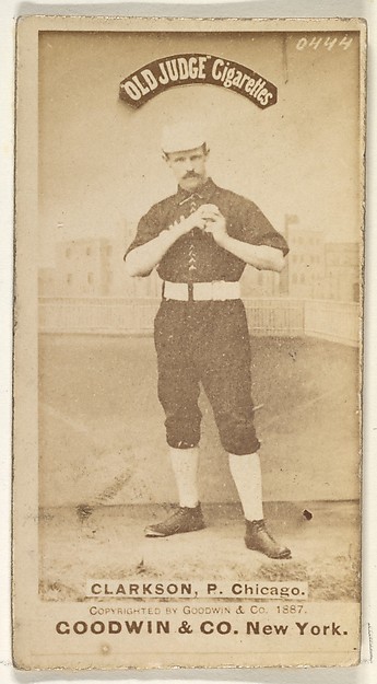 Clarkson, Pitcher, Chicago, from the Old Judge series (N172) for Old Judge Cigarettes