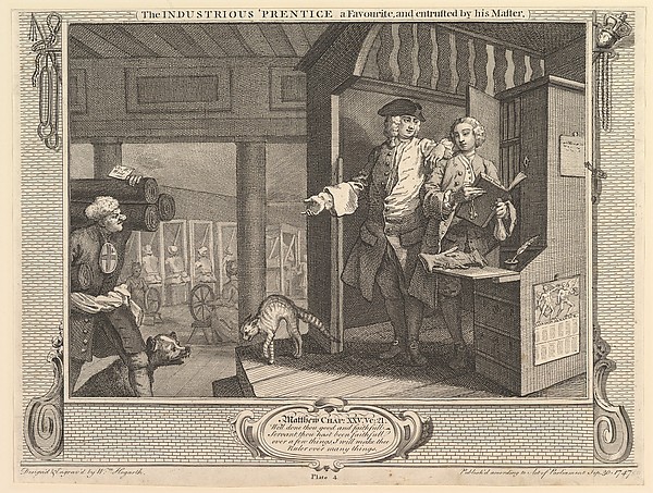 The Industrious 'Prentice a Favorite, and Entrusted by his Master: Industry and Idleness, plate 4