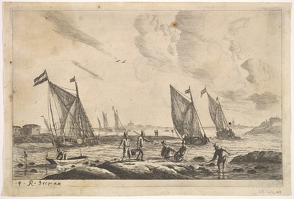 View of Inland Waterway with Fisherman