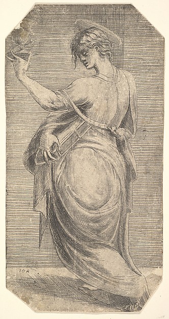 St John in profile facing left, from "Christ and the Apostles" by Andrea Schiavone (Andrea Meldola)