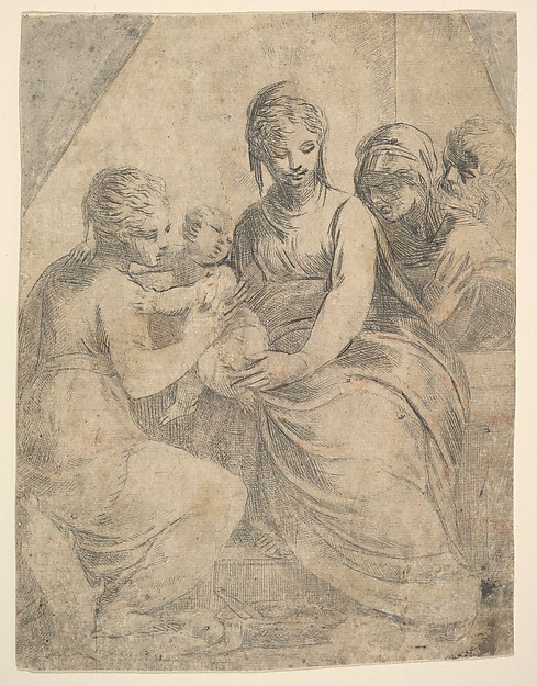 The Virgin and Child accompanied by saints by Andrea Schiavone (Andrea Meldola)