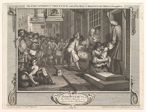 The Industrious 'Prentice Out of his Time and Married to his Master's Daughter (Industry and Idleness, plate 6)
