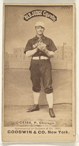 Emil Geiss, Pitcher, Chicago, from the Old Judge series (N172) for Old Judge Cigarettes