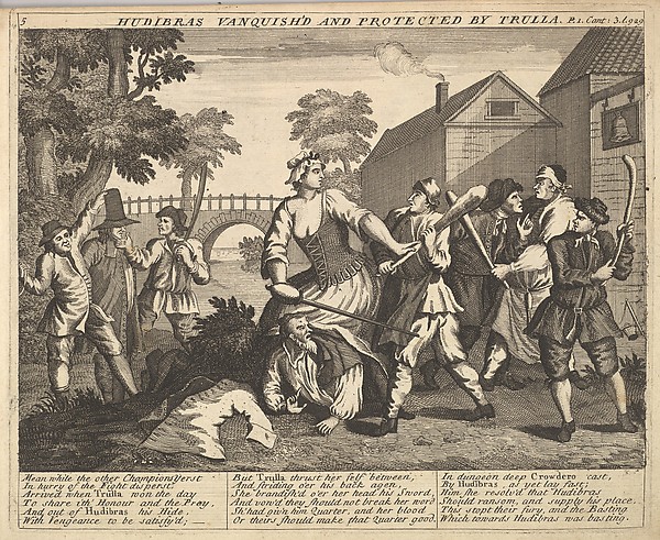 Hudibras Vanquish'd and Protected by Trulla (Plate 5: Illustrations to Samuel Butler's Hudibras)