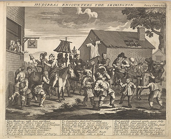Hudibras Encounters the Skimmington (Plate 7: Illustrations to Samuel Butler's Hudibras)