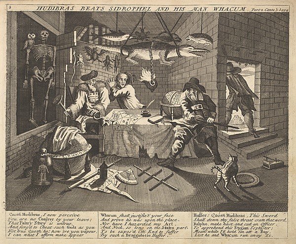 Hudibras Beats Sidrophel and His Man Wacum (Plate 8: Illustrations to Samuel Butler's Hudibras)