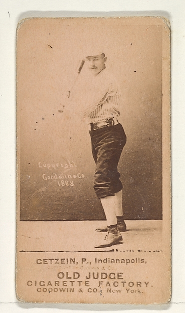 Getzein, Pitcher, Indianapolis, from the Old Judge series (N172) for Old Judge Cigarettes by Goodwin & Company, The Metropolitan Museum of Art
