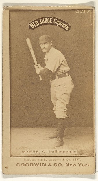 Myers, Catcher, Indianapolis, from the Old Judge series (N172) for Old Judge Cigarettes