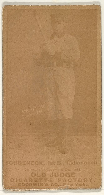 Schoeneck, 1st Base, Indianapolis, from the Old Judge series (N172) for Old Judge Cigarettes