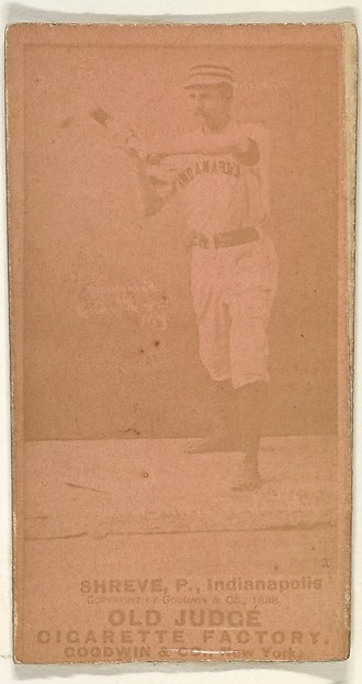 Lev Shreve, Pitcher, Indianapolis, from the Old Judge series (N172) for Old Judge Cigarettes