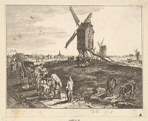 Landscape with Windmills and Cart