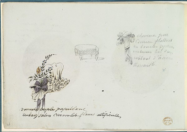 Sketches for a Bonnet and Accessories