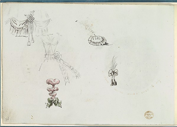 Sketches for Details of a Dress and Other Accessories