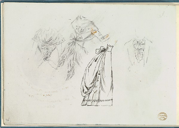 Sketches of Bodices with Bows and a Bouffant Skirt