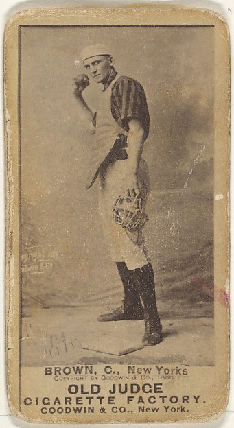 William "California" Brown, Catcher, New York, from the Old Judge series (N172) for Old Judge Cigarettes