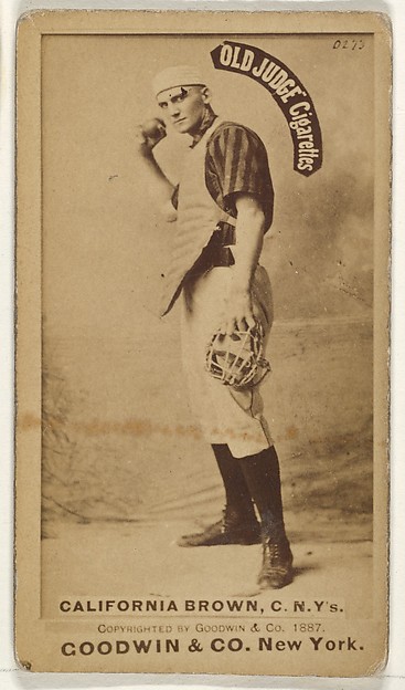 William "California" Brown, Catcher, New York, from the Old Judge series (N172) for Old Judge Cigarettes