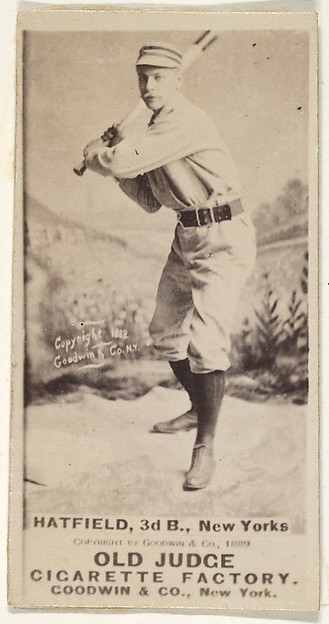 Gil Hatfield, 3rd Base, New York, from the Old Judge series (N172) for Old Judge Cigarettes