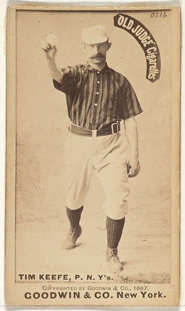 Timothy John "Tim" Keefe, Pitcher, New York, from the Old Judge series (N172) for Old Judge Cigarettes