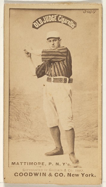 Michael "Mike" Joseph Mattimore, Pitcher, New York, from the Old Judge series (N172) for Old Judge Cigarettes