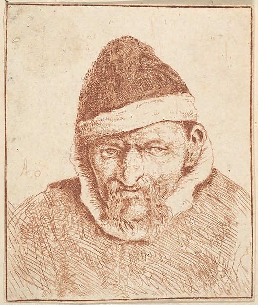Old Man with White Collar and Pointed Hat