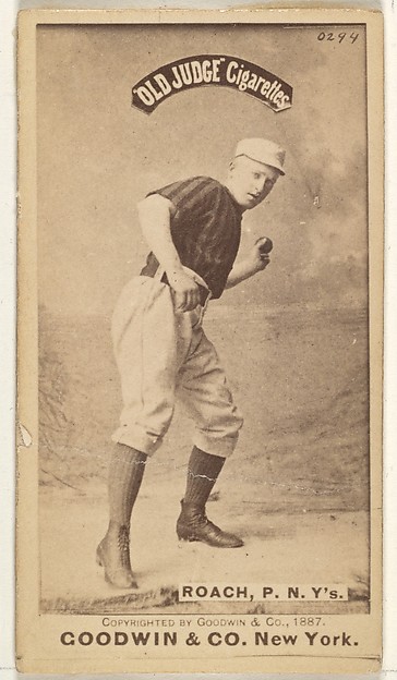 John F. Roach, Pitcher, New York, from the Old Judge series (N172) for Old Judge Cigarettes