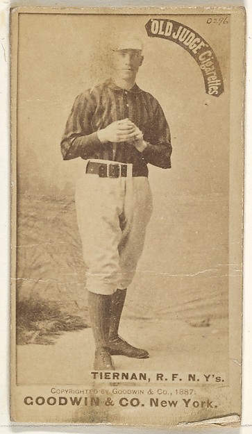 Michael "Silent Mike" Joseph Tiernan, Right Field, New York, from the Old Judge series (N172) for Old Judge Cigarettes
