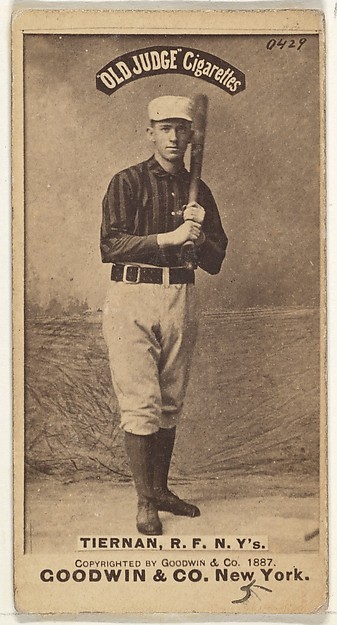Michael "Silent Mike" Joseph Tiernan, Right Field, New York, from the Old Judge series (N172) for Old Judge Cigarettes