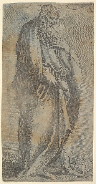 Heavily draped male Figure