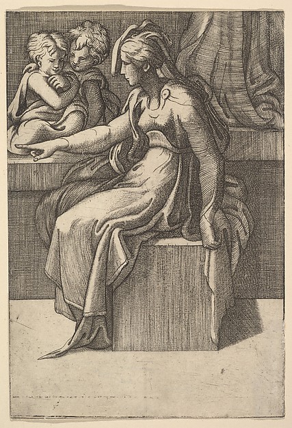 Seated Woman with two Children