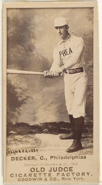 Decker, Catcher, Philadelphia, from the Old Judge series (N172) for Old Judge Cigarettes