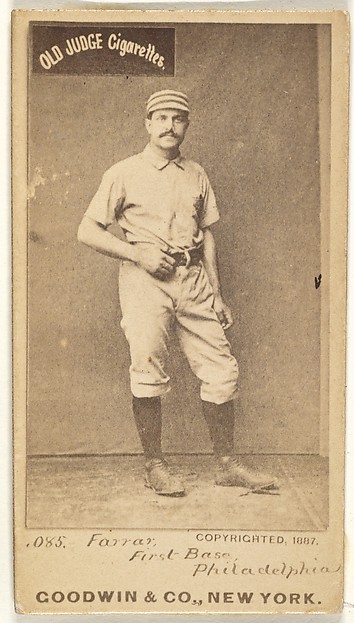 Sidney Douglas Farrar, 1st Base, Philadelphia, from the Old Judge series (N172) for Old Judge Cigarettes