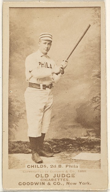 Clarence Algernon "Cupid" Childs, 2nd Base, Philadelphia, from the Old Judge series (N172) for Old Judge Cigarettes